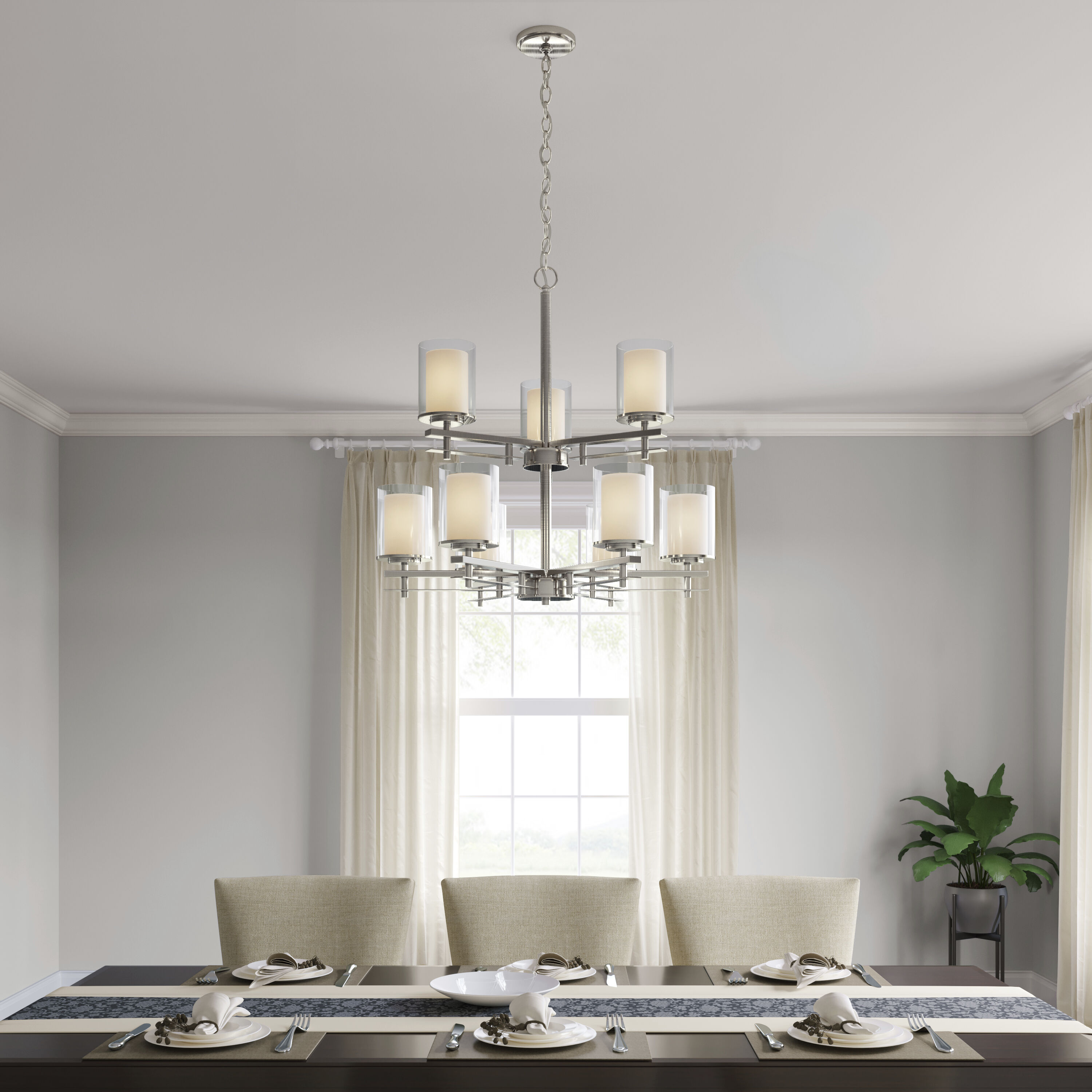 Huderson 9 Light 29 inch Brushed Nickel Chandelier Ceiling Light